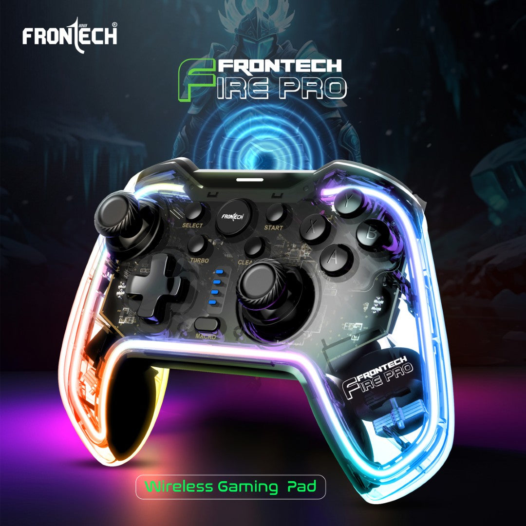 Frontech Fire Pro Wireless Gaming Pad | 2.4GHz, Dual Vibration, RGB | PS3/PC/Android TV (GP-0002) Frontech Fire Pro Wireless Gaming Pad | 2.4GHz, Dual Vibration, RGB | PS3/PC/Android TV (GP-0002)